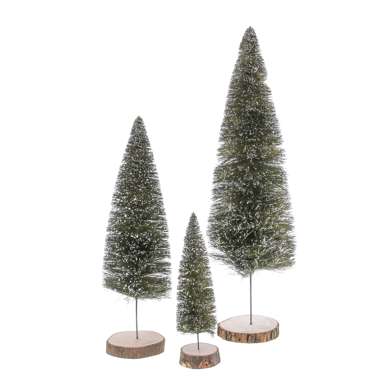 Kerstbomen "Brush"  groen besneeuwd - 165*165*580 mm - 1 set van 3 stuks