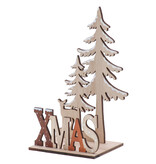 "XMAS" Weihnachtsszene Text-Bäume-Hirsch braun - 140*100*230 mm - 4 Stück