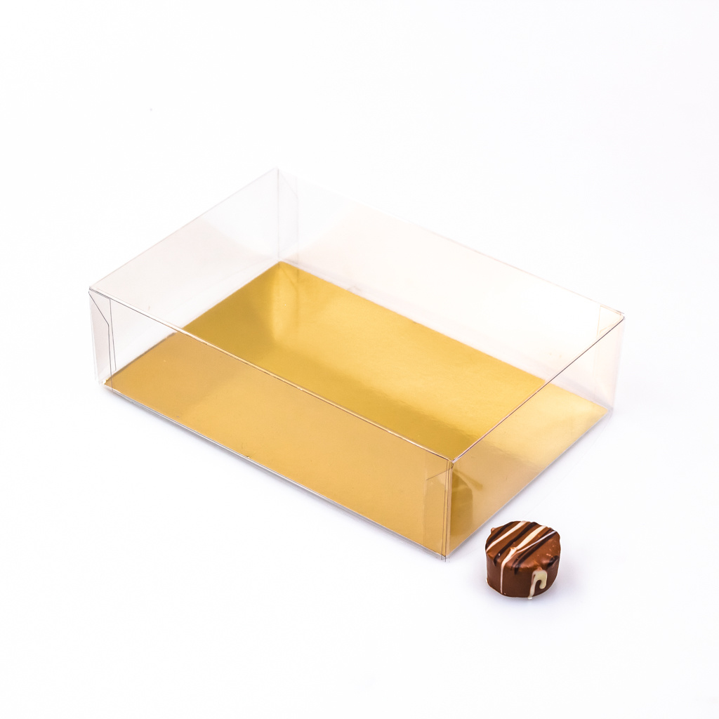 Transparant Boxes with gold carton - 160*90*50mm - 100 pieces