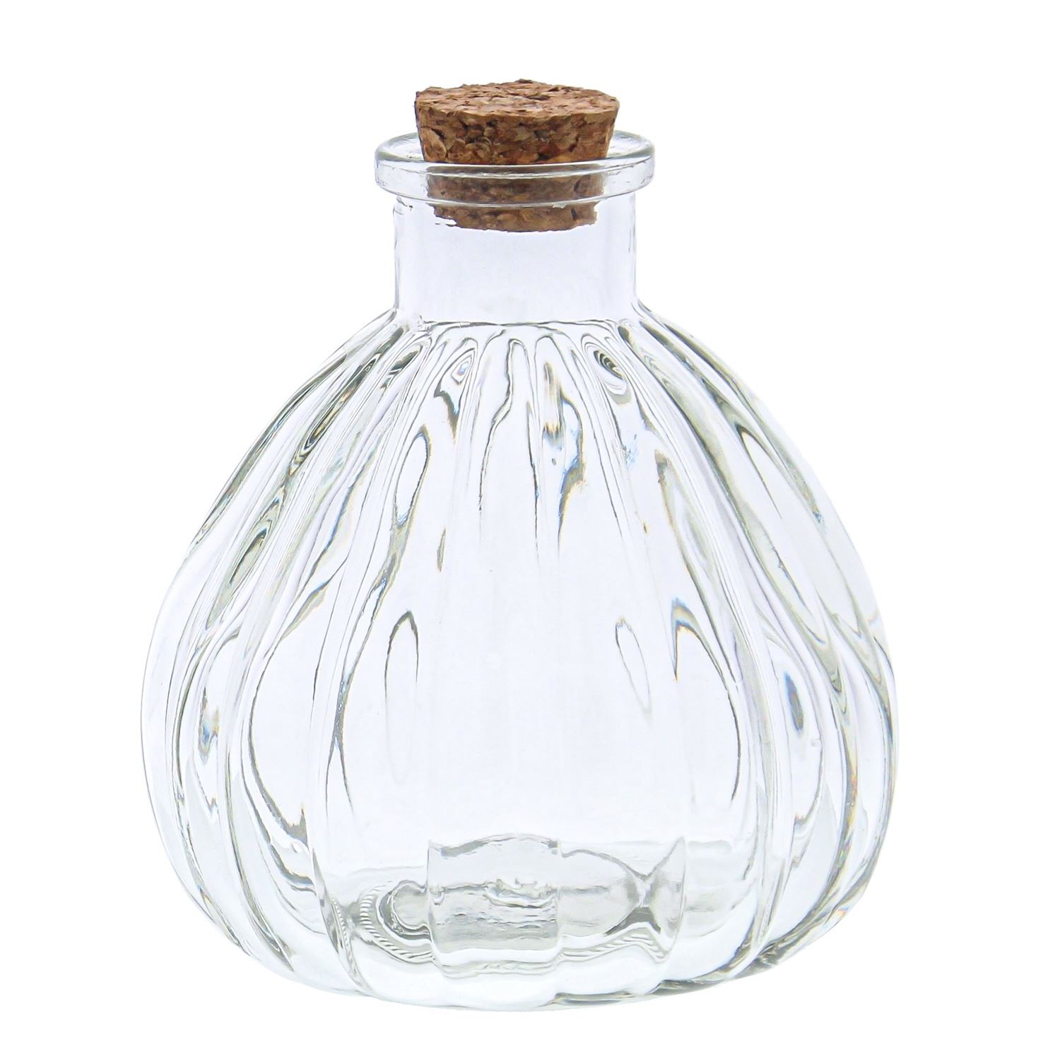 Bottle ribbed with cork - 85*85*100 mm - 72 pieces