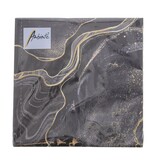 Serviette Marble Black 33 cm x 33 cm noir-doré - 165*165*25 mm - 1 paquet de 20 serviettes