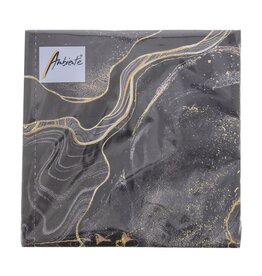 Napkin Marble Black 33 cm x 33 cm black-gold