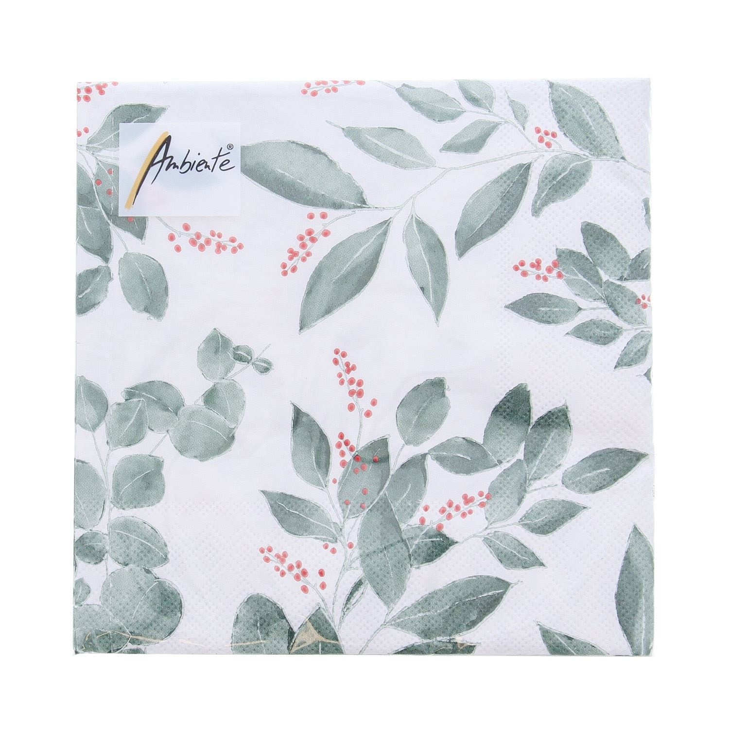 Napkin Leaves and berries 33 cm x 33 cm - 165*165*25 mm - 1 pack of 20 napkins