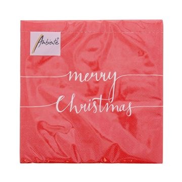 Napkin Merry Christmas 33 cm x 33 cm red - 165*165*25 mm - 1 packet with 20 napkins