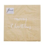 Servet Merry Christmas  33 cm x 33 cm  goud - 165*165*25 mm - 1 pakje met 20 servetten
