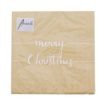 Napkin Merry Christmas 33 cm x 33 cm Gold - 165*165*25 mm - 1 packet with 20 napkins