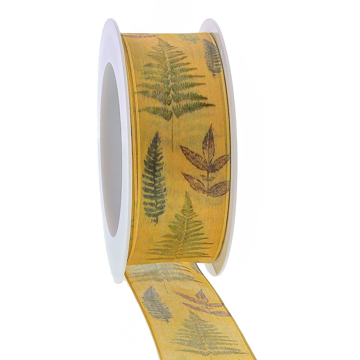 Ribbon with wire  Forest ocher - 40mm x 20m
