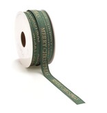 Texture christmas ribbon green with text - 12 mm x 15 m