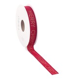 Merry Christmas deluxe lint rood  - 15 mm x 15 m