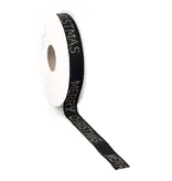 Ruban Merry Christmas noir - 15mm x 15m