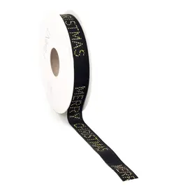 Merry Christmas ribbon black - 15mm x 15m