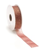 Brilliant ribbon red with gold glitter - 25 mm x 15 m