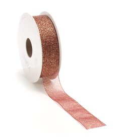 Brilliante lint rood met gouden glitters -  25 mm x 15 m