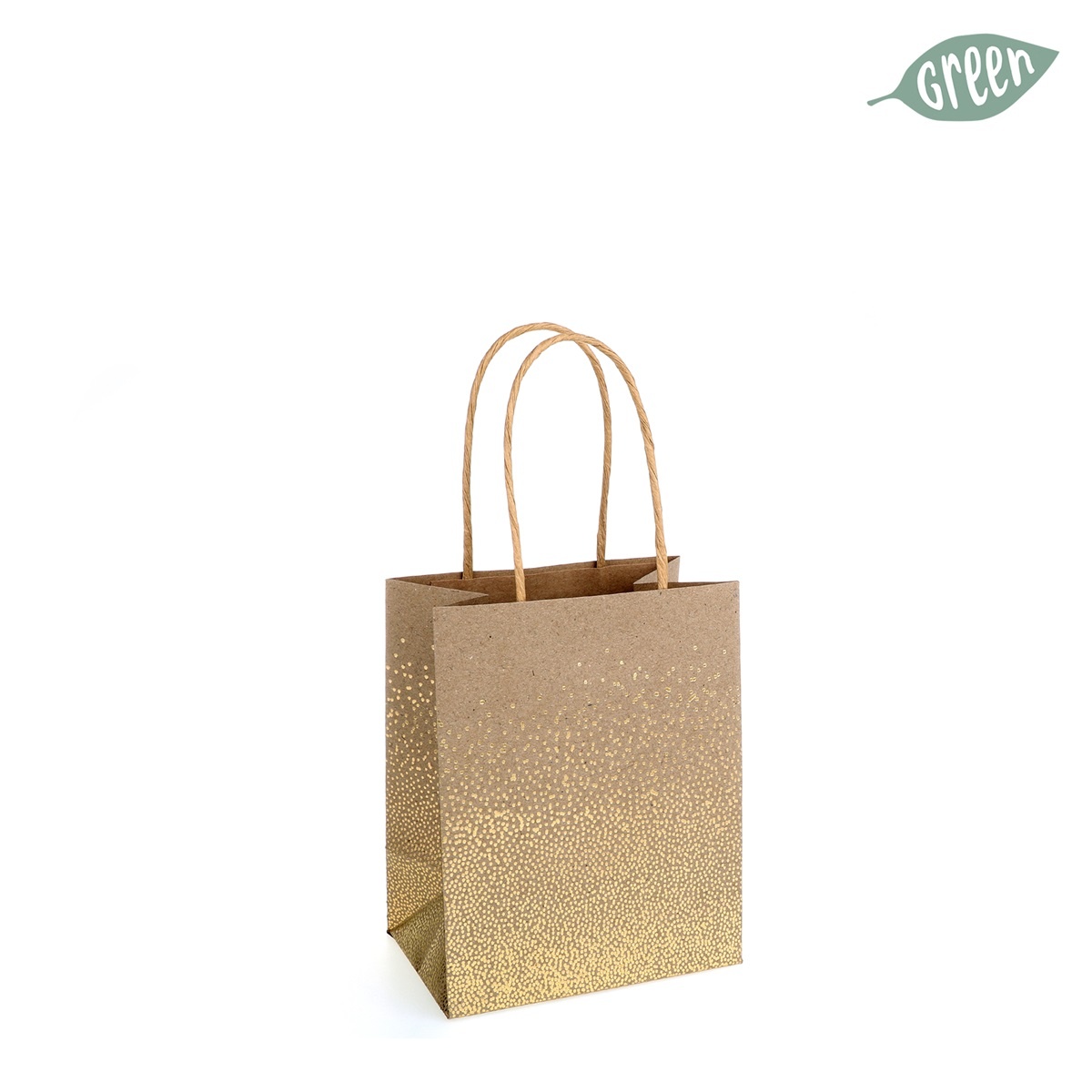 Grado paperbag - Kraft met gouden stipjes - set van 5 tasjes - 12*15 cm