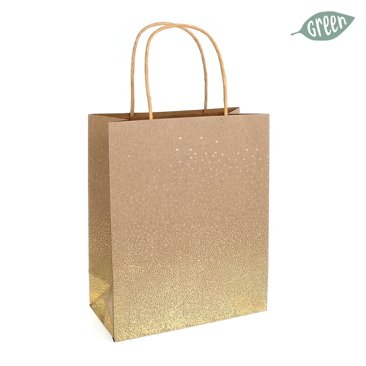 Grado paperbag groot - Kraft met gouden stipjes - set van 5 tasjes - 24,5*20 cm