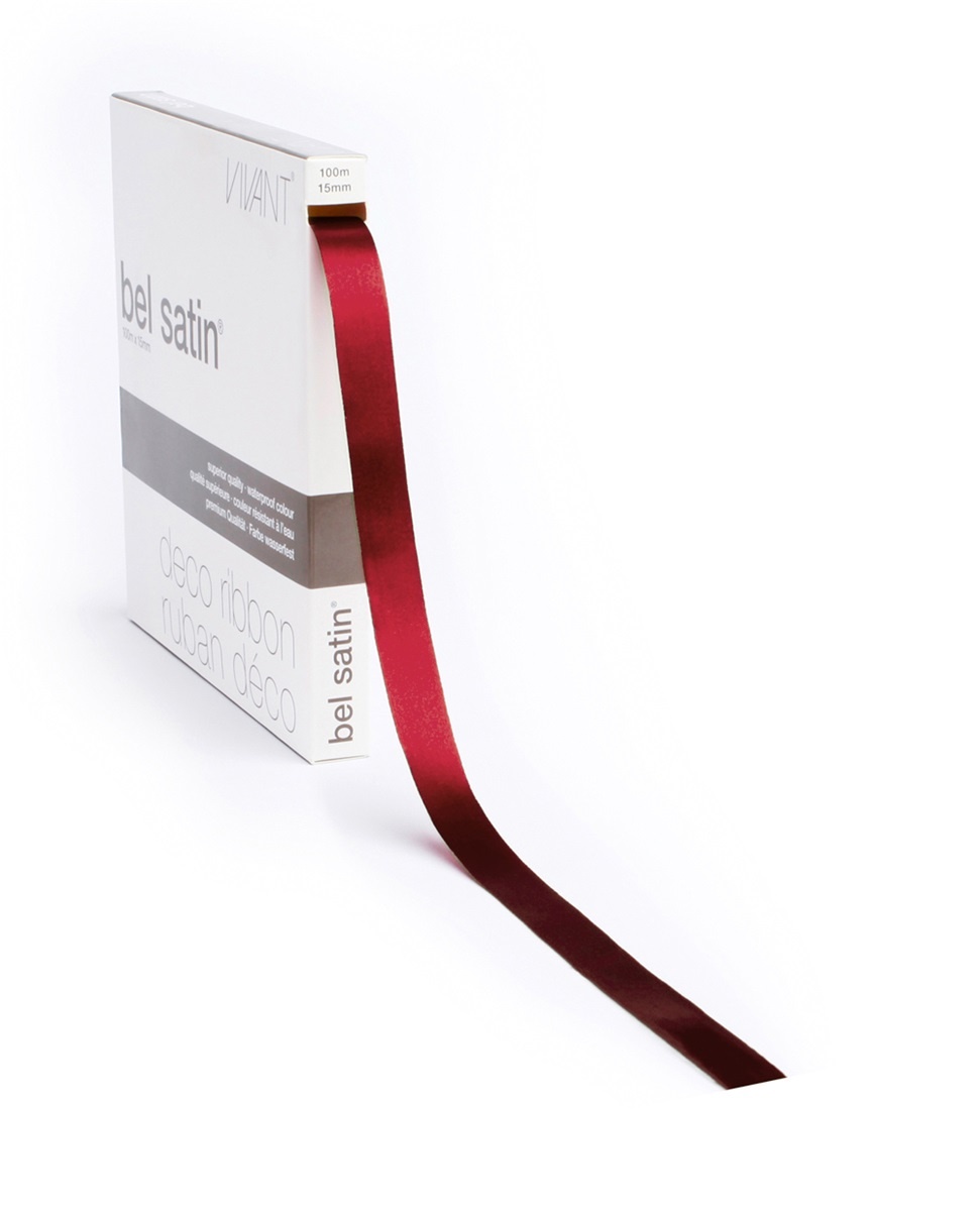 Bel Satin ribbon -  warm red - 100m x 15mm