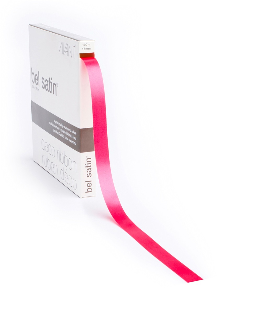 Bel Satin Ribbon -  pink - 100 mtr - 10,15 and 40 mm