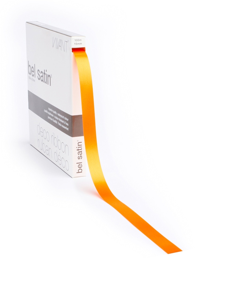 Bel Satin lint -  Orange A57- 100m x 10mm en 15mm