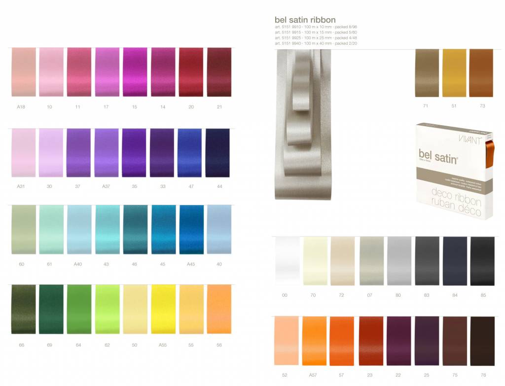 Bel Satin Band - A55 gelb - 100m x 10mm und 15mm