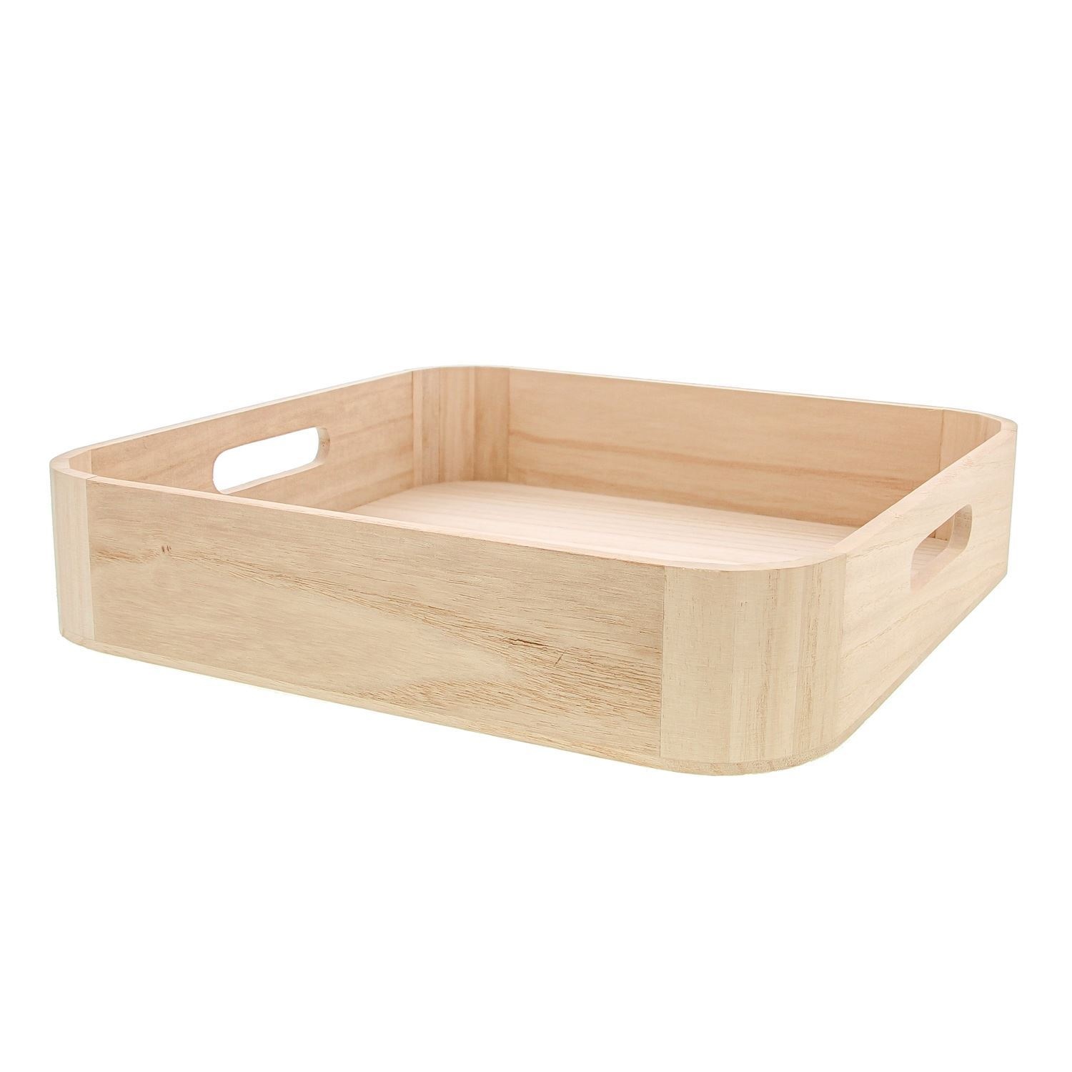 Square tray with handle natural - 300*62*300mm - 8 pieces