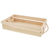 Caisse rectangulaire en bois avec anse en corde - 315*70*195mm - 4 pièces
