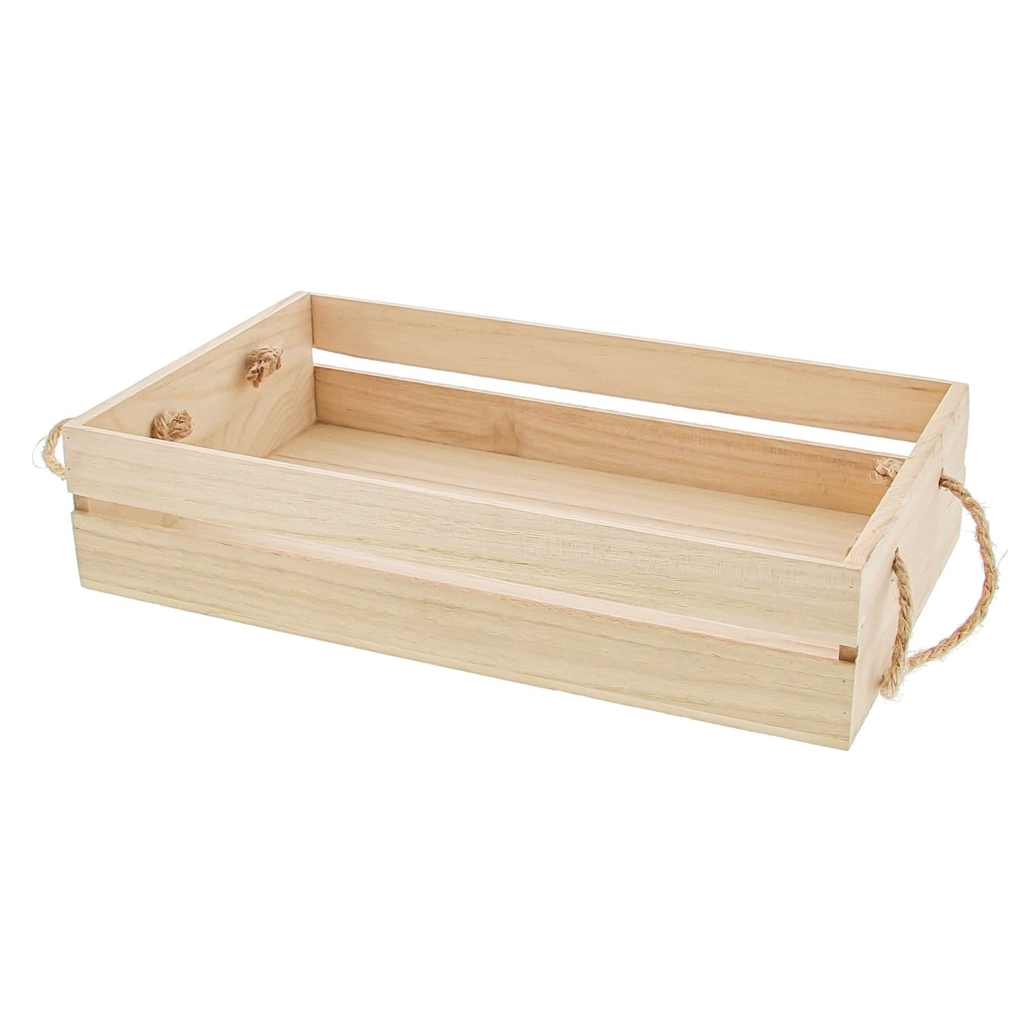 Rectangular wooden box with rope handle - 315*70*195mm - 4 pieces