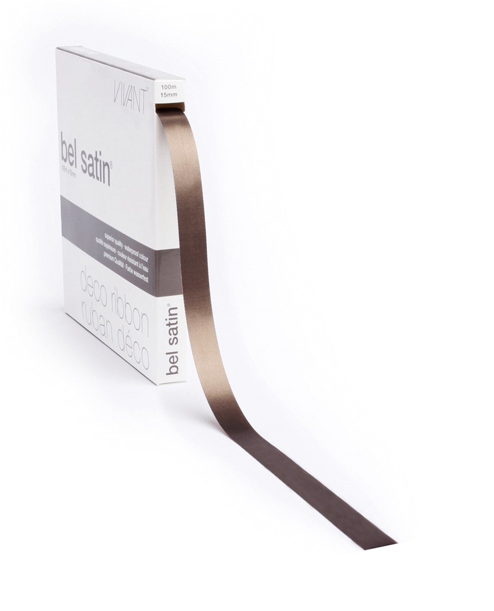 Bel Satin ribbon - sand - 100m x 10mm en 15mm