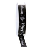 Ruban métallique  scène "Happy Halloween" - noir - 15mm x 20m
