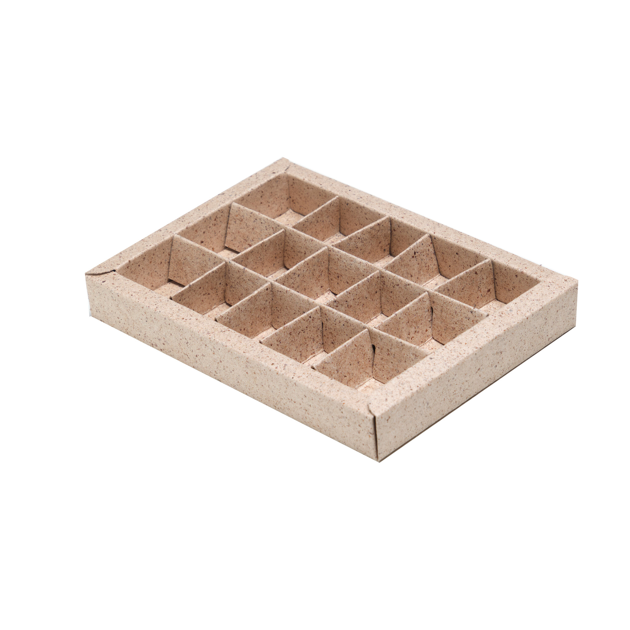 Cacao window box with interior for 15 chocolates with sleeve - 175*120*25mm - 50 pieces