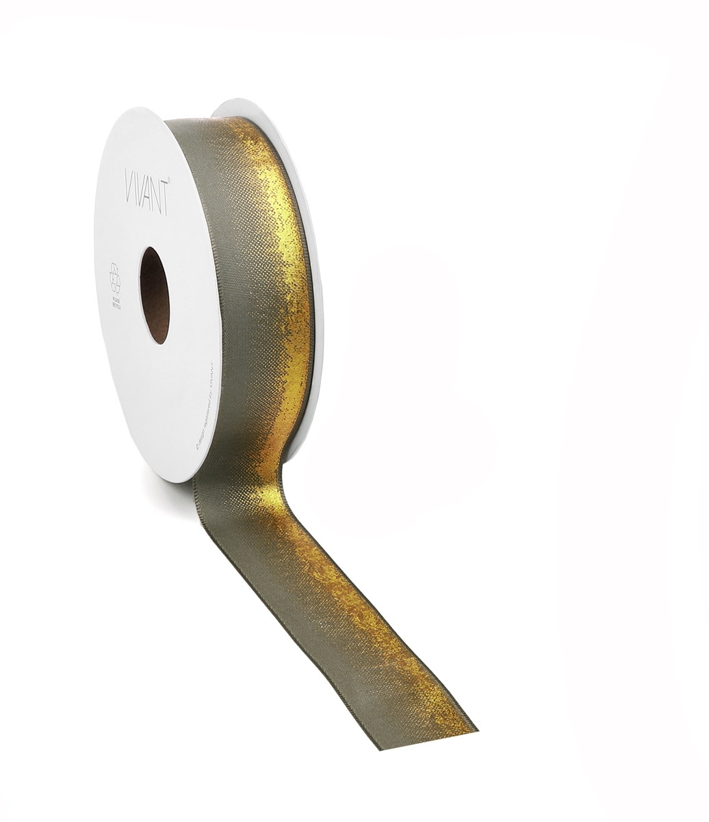 Fedin-Band – Moosgrün mit Gold – 25 mm x 15 m