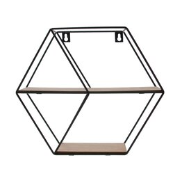 2-stage hexagon metal and natural wood black