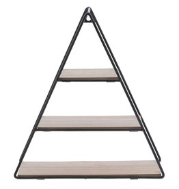 3-Stufen-Dreieck aus Metall und Naturholz schwarz