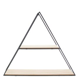 2-Stufen-Dreieck aus Metall und Naturholz schwarz