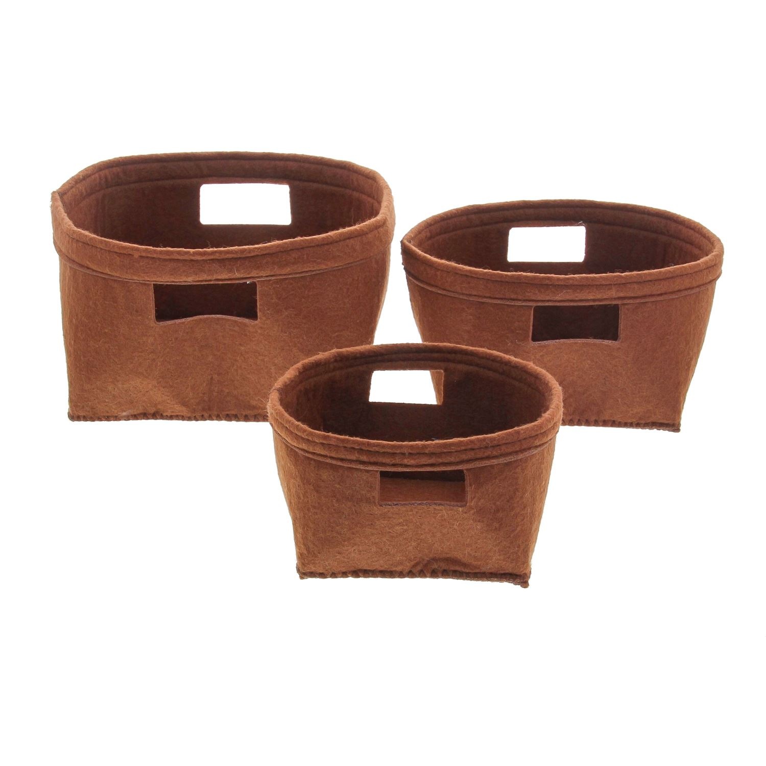 Felt baskets brown - 220*120*220mm - 4 x set of 3 pieces