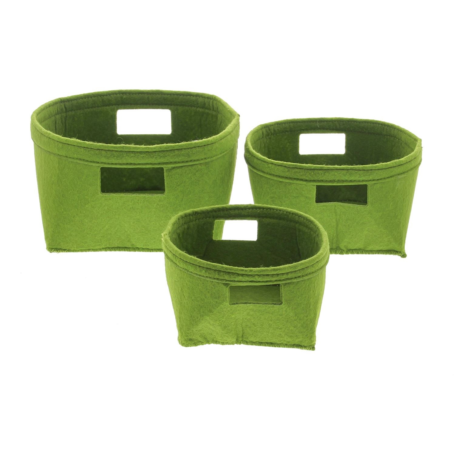 Felt baskets green - 220*120*220mm - 4 x set of 3 pieces
