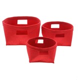 Felt baskets red - 220*120*220mm - 4 x set of 3 pieces