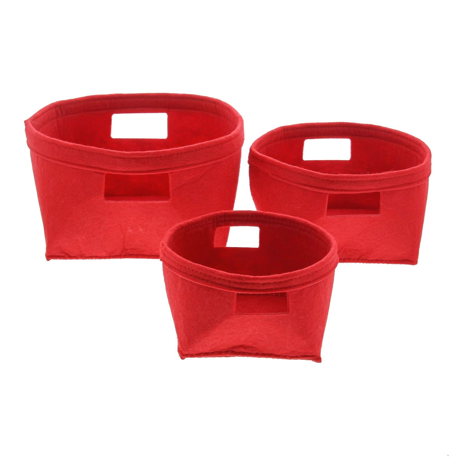 Felt baskets red - 220*120*220mm - 4 x set of 3 pieces