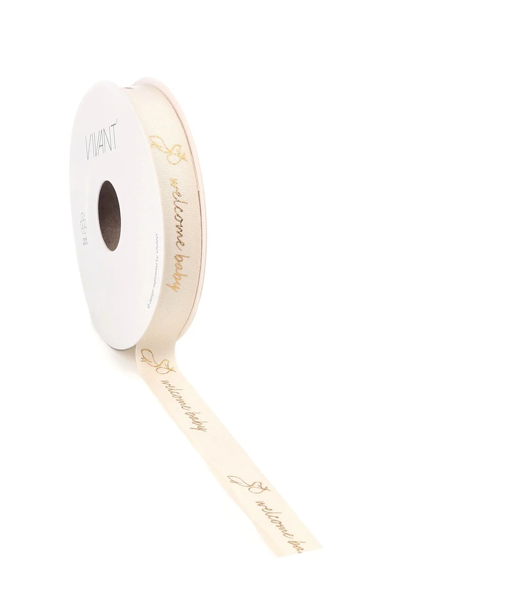 Ruban de bienvenue bébé beige- 15 mètres
