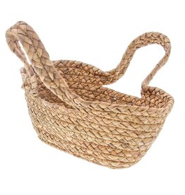 Basket grass cord natural oval with handles