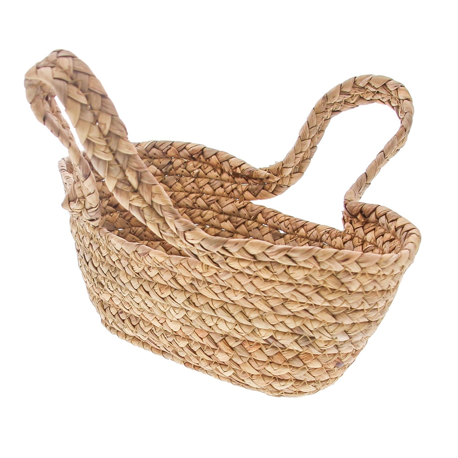 Mand graskoord natuur ovaal met hengsels - 250*200*130mm - 10 stuks