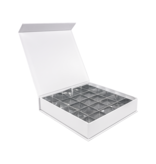 Magnetschachtel Weihnachtsbäume (weiß) - 25 Bonbons - 12 Stück