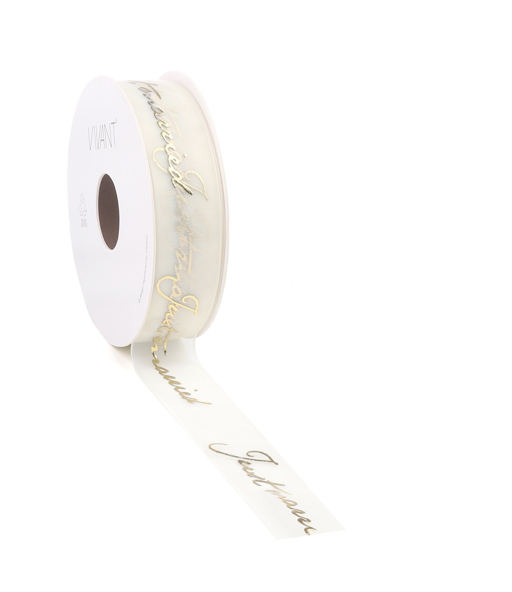 Just Married woven edge Ruban - or