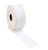 Just Married woven edge Ribbon - white