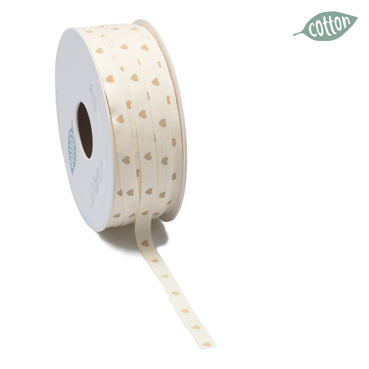 COTTON CUORE  rubban crème au taupe -  8mm*25m