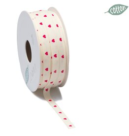 Cotton cuore  ribbon cream with red