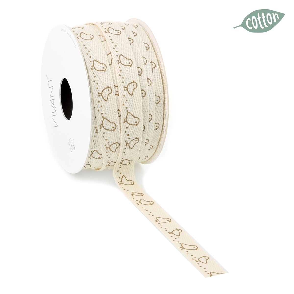 Chick  lint crème met taupe  -  15mm*20m