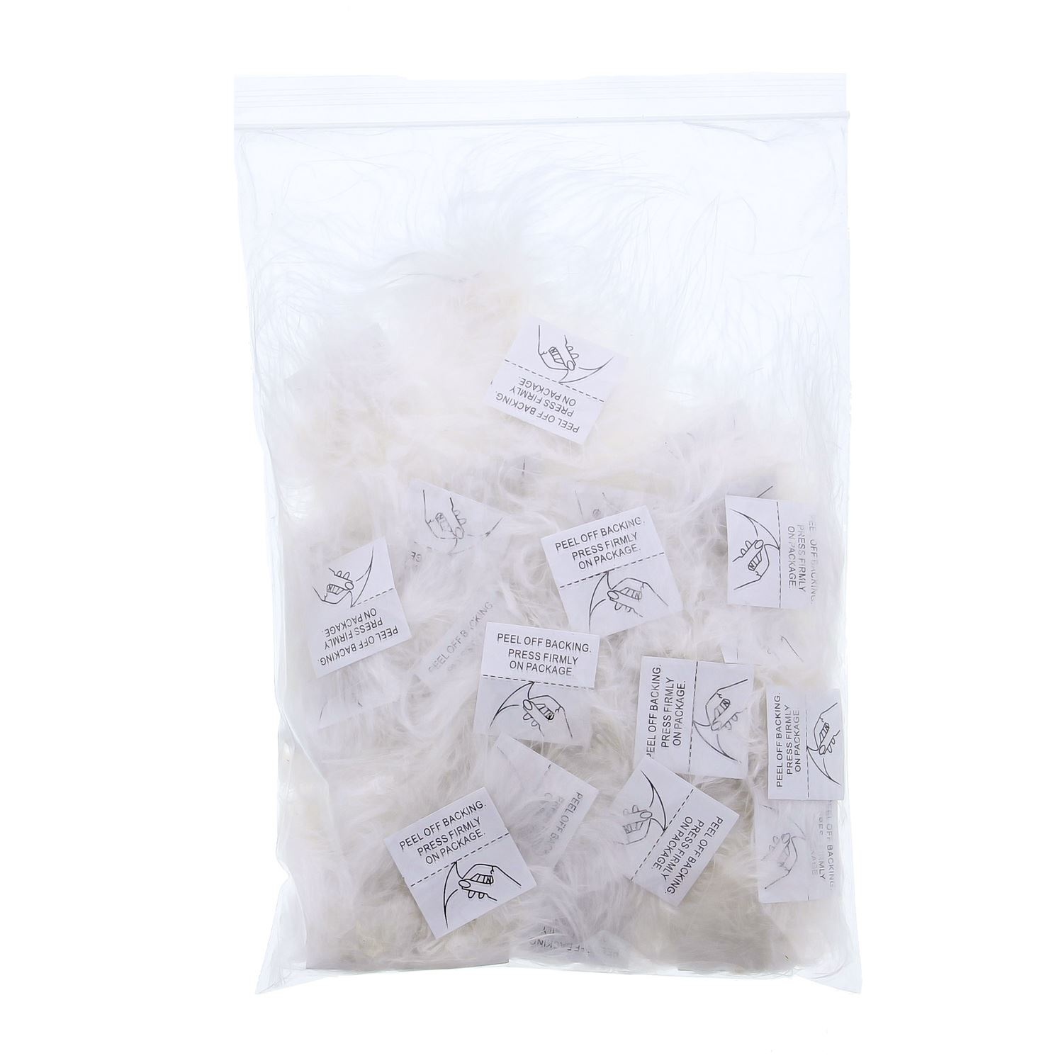 Pompon plumes avec autocollant Blanc - 50 pièces par sachet