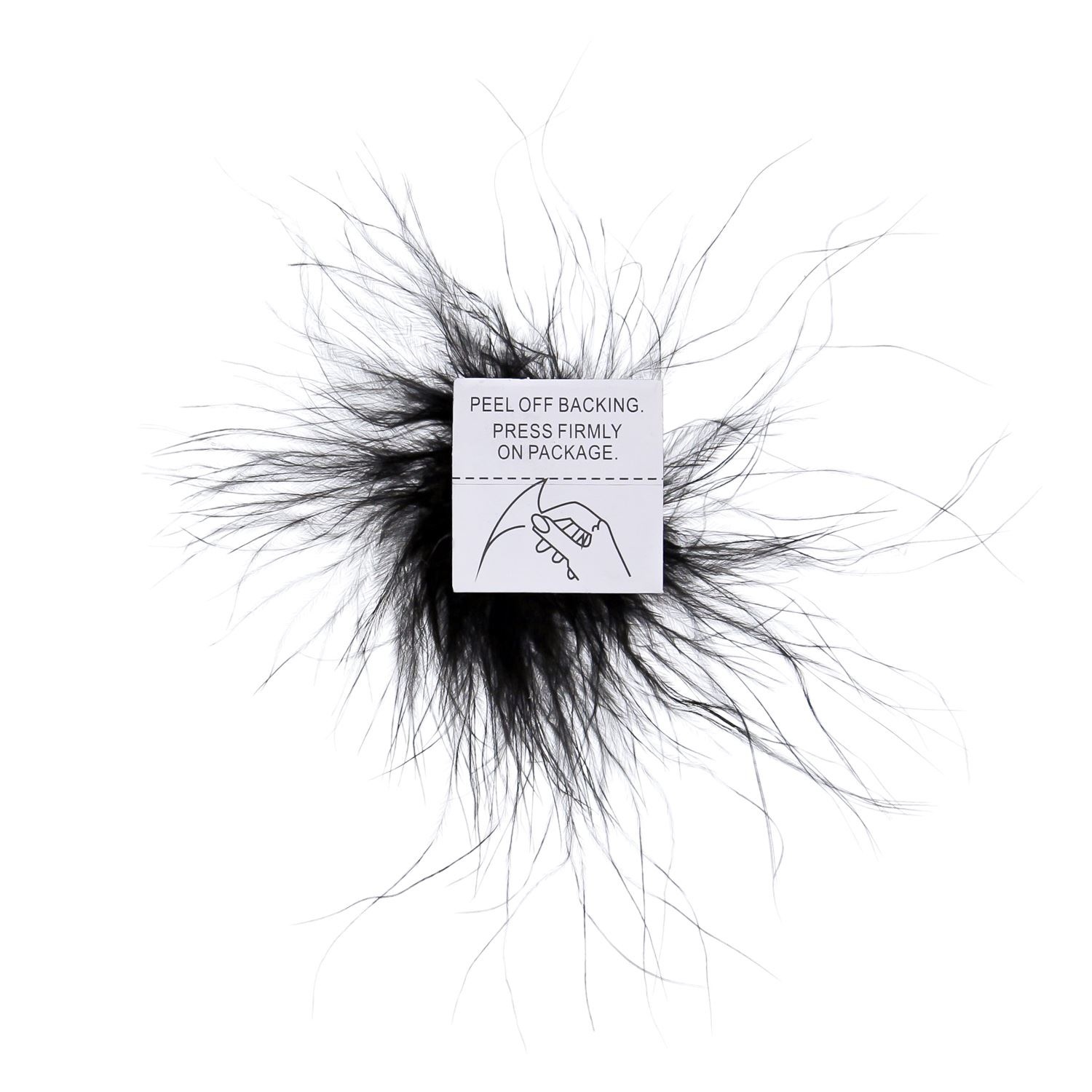 Federn-Pompom mit selbstklebendem Aufkleber Schwarz– 50 Stück pro Beutel