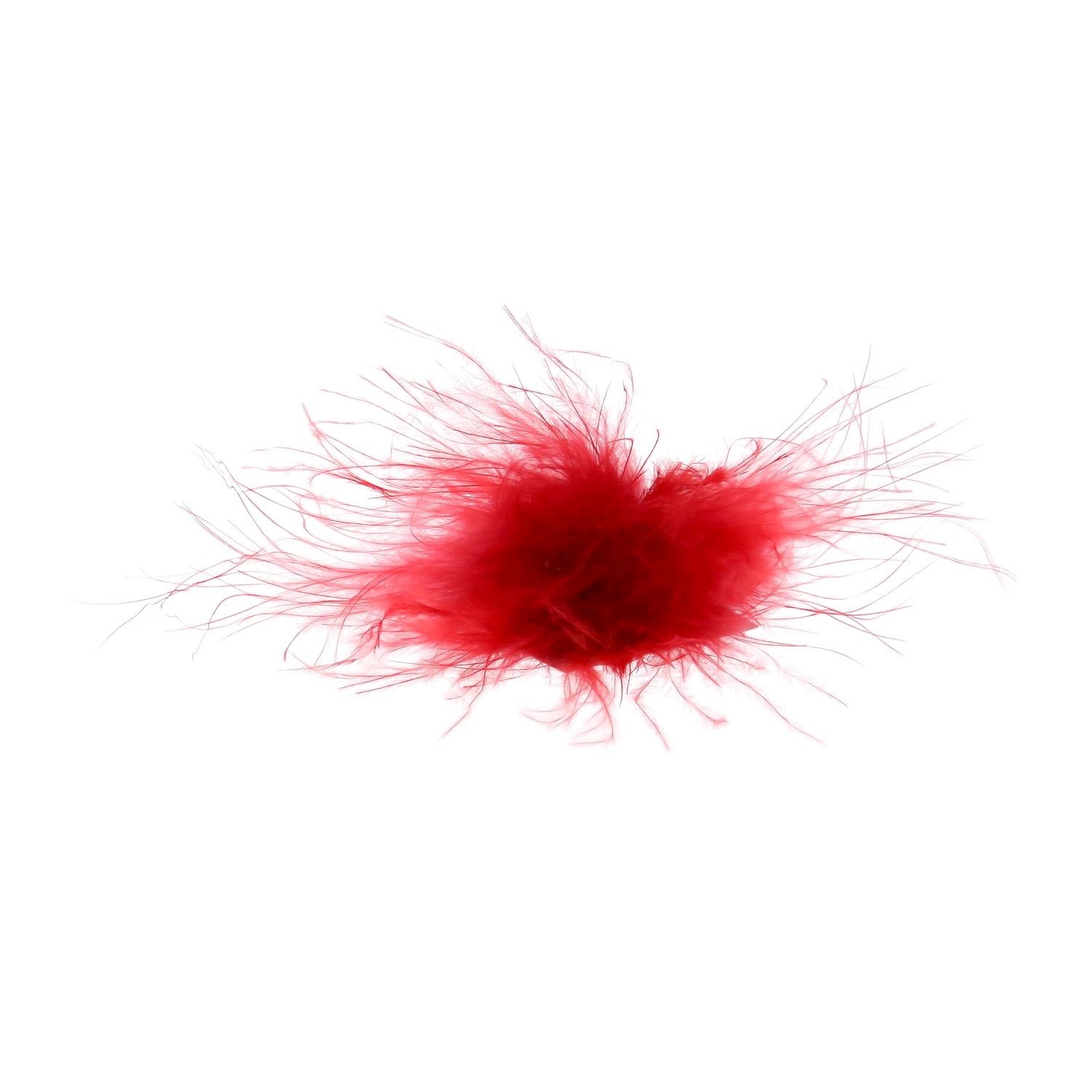 Feathers Pompom with self-adhesive sticker  Red - 50 pieces per bag