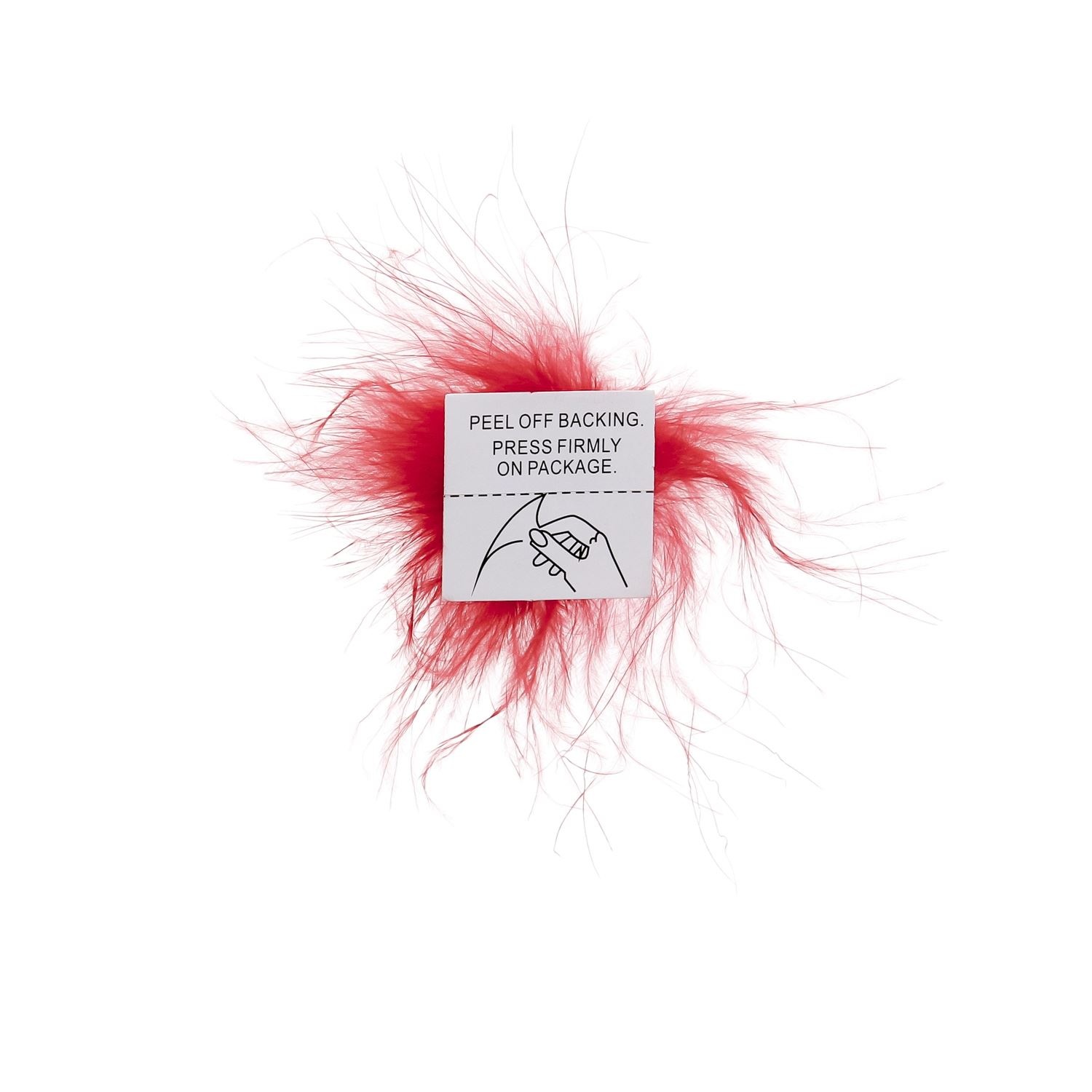 Feathers Pompom with self-adhesive sticker  Red - 50 pieces per bag